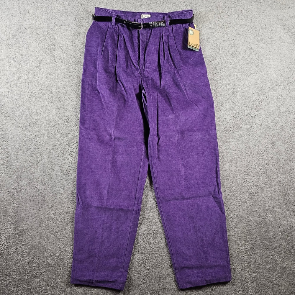Vintage Levis Sportswear Purple Corduroy Pleated Pants Made in USA Size 16 NEW